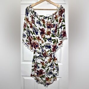 Kori | Floral Off-Shoulder Romper | Medium | EUC
